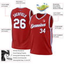 Загрузить изображение в средство просмотра галереи, Custom Red White-Light Blue Authentic Throwback Basketball Jersey