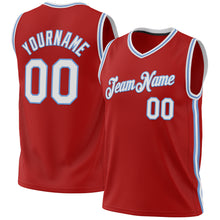 Загрузить изображение в средство просмотра галереи, Custom Red White-Light Blue Authentic Throwback Basketball Jersey