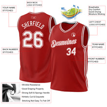 Laden Sie das Bild in den Galerie-Viewer, Custom Red White Authentic Throwback Basketball Jersey