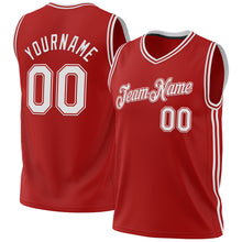 Laden Sie das Bild in den Galerie-Viewer, Custom Red White Authentic Throwback Basketball Jersey