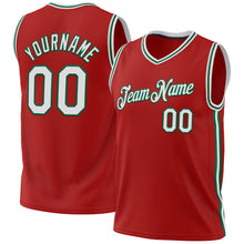 Charger l'image dans la galerie, Custom Red White-Kelly Green Authentic Throwback Basketball Jersey