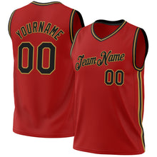 Charger l'image dans la galerie, Custom Red Black-Old Gold Authentic Throwback Basketball Jersey
