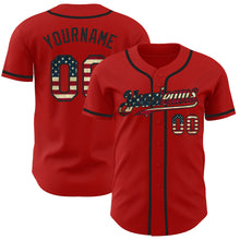 Charger l'image dans la galerie, Custom Red Vintage USA Flag-Black Authentic Baseball Jersey