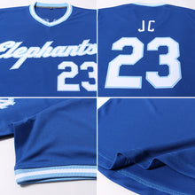 Charger l'image dans la galerie, Custom Royal White-Light Blue Authentic Throwback Rib-Knit Baseball Jersey Shirt