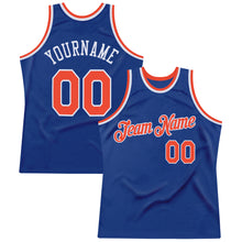 Load image into Gallery viewer, Custom Royal Orange-White Authentic Throwback Basketball Jersey