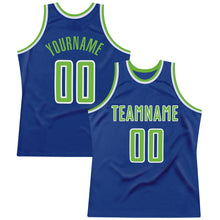 Load image into Gallery viewer, Custom Royal Neon Green-White Authentic Throwback Basketball Jersey