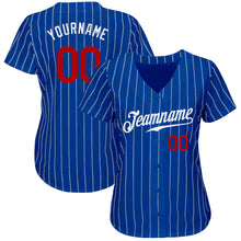 Charger l'image dans la galerie, Custom Royal White Pinstripe Red Authentic Baseball Jersey