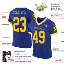 Laden Sie das Bild in den Galerie-Viewer, Custom Royal Gold-White Mesh Authentic Throwback Football Jersey