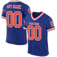 Laden Sie das Bild in den Galerie-Viewer, Custom Royal Orange-White Mesh Authentic Throwback Football Jersey