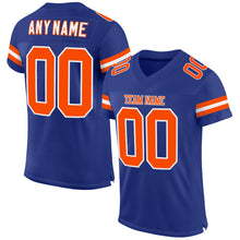 Load image into Gallery viewer, Custom Royal Orange-White Mesh Authentic Football Jersey
