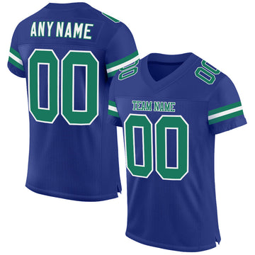 Custom Royal Kelly Green-White Mesh Authentic Football Jersey