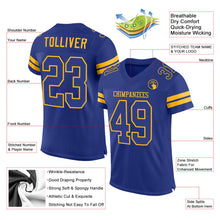Загрузить изображение в средство просмотра галереи, Custom Royal Royal-Gold Mesh Authentic Football Jersey