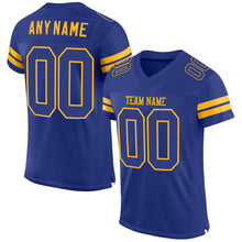 Загрузить изображение в средство просмотра галереи, Custom Royal Royal-Gold Mesh Authentic Football Jersey