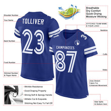 Load image into Gallery viewer, Custom Royal White Mesh Authentic Football Jersey
