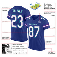 Charger l'image dans la galerie, Custom Royal White-Purple Mesh Authentic Football Jersey
