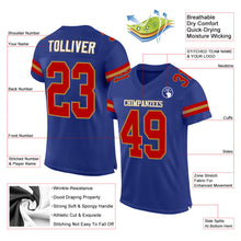 Загрузить изображение в средство просмотра галереи, Custom Royal Red-Old Gold Mesh Authentic Football Jersey