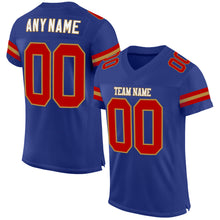 Загрузить изображение в средство просмотра галереи, Custom Royal Red-Old Gold Mesh Authentic Football Jersey