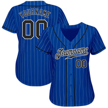 Load image into Gallery viewer, Custom Royal White Pinstripe Black-White Authentic Baseball Jersey