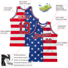 Загрузить изображение в средство просмотра галереи, Custom Royal Red-White 3D Pattern Design American Flag Authentic Basketball Jersey