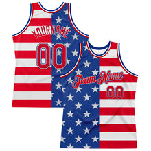 Загрузить изображение в средство просмотра галереи, Custom Royal Red-White 3D Pattern Design American Flag Authentic Basketball Jersey