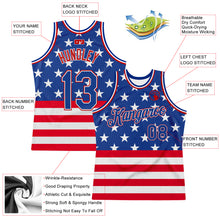 Загрузить изображение в средство просмотра галереи, Custom Royal Royal-Red 3D Pattern Design American Flag Authentic Basketball Jersey