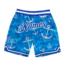 Load image into Gallery viewer, Custom Royal Royal-White 3D Pattern Design Anchors Authentic Basketball Shorts