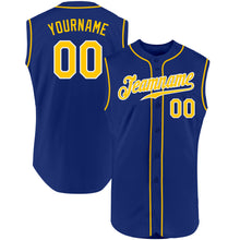 Load image into Gallery viewer, Custom Royal Gold-White Authentic Sleeveless Baseball Jersey