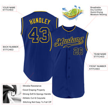 Load image into Gallery viewer, Custom Royal Royal-Gold Authentic Sleeveless Baseball Jersey