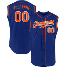 Load image into Gallery viewer, Custom Royal Orange-White Authentic Sleeveless Baseball Jersey