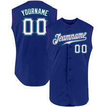 Загрузить изображение в средство просмотра галереи, Custom Royal White Purple-Teal Authentic Sleeveless Baseball Jersey