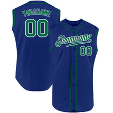 Load image into Gallery viewer, Custom Royal Kelly Green-White Authentic Sleeveless Baseball Jersey