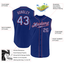 Load image into Gallery viewer, Custom Royal Light Blue-Red Authentic Sleeveless Baseball Jersey
