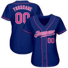 Load image into Gallery viewer, Custom Royal Pink-White Authentic Baseball Jersey