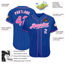 Load image into Gallery viewer, Custom Royal White Pinstripe Pink-White Authentic Baseball Jersey