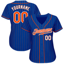 Load image into Gallery viewer, Custom Royal Orange Pinstripe Orange-White Authentic Baseball Jersey