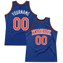 Load image into Gallery viewer, Custom Royal Orange-White Authentic Throwback Basketball Jersey