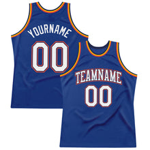 Load image into Gallery viewer, Custom Royal White-Orange Authentic Throwback Basketball Jersey