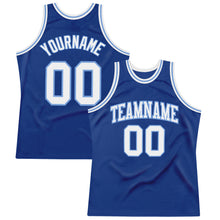 Load image into Gallery viewer, Custom Royal White-Light Blue Authentic Throwback Basketball Jersey