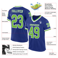 Загрузить изображение в средство просмотра галереи, Custom Royal Neon Green-White Mesh Authentic Throwback Football Jersey