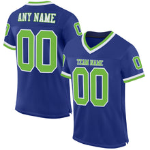 Загрузить изображение в средство просмотра галереи, Custom Royal Neon Green-White Mesh Authentic Throwback Football Jersey