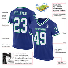 Загрузить изображение в средство просмотра галереи, Custom Royal White-Kelly Green Mesh Authentic Throwback Football Jersey