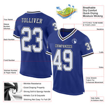 Load image into Gallery viewer, Custom Royal White-Black Mesh Authentic Throwback Football Jersey