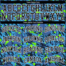 Load image into Gallery viewer, Custom Royal Black-Neon Green Music Festival Round Neck Sublimation Basketball Suit Jersey