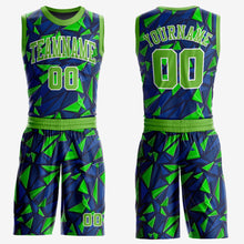 Загрузить изображение в средство просмотра галереи, Custom Royal Neon Green-White Round Neck Sublimation Basketball Suit Jersey