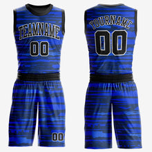 Загрузить изображение в средство просмотра галереи, Custom Royal Black-White Round Neck Sublimation Basketball Suit Jersey