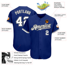 Load image into Gallery viewer, Custom Royal White Black-Gray Authentic Baseball Jersey