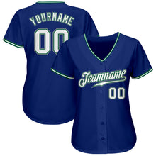 Load image into Gallery viewer, Custom Royal White Kelly Green-Gray Authentic Baseball Jersey