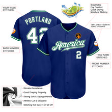 Load image into Gallery viewer, Custom Royal White Kelly Green-Gray Authentic Baseball Jersey