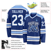 Load image into Gallery viewer, Custom Royal White-Light Blue Hockey Jersey
