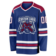 Load image into Gallery viewer, Custom Royal White-Maroon Hockey Jersey
